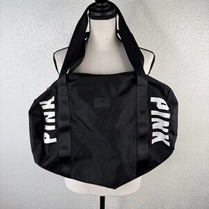 PINK Victorias Secret Black White Duffle Bag Women's Y2K 2000s School Gym Bag